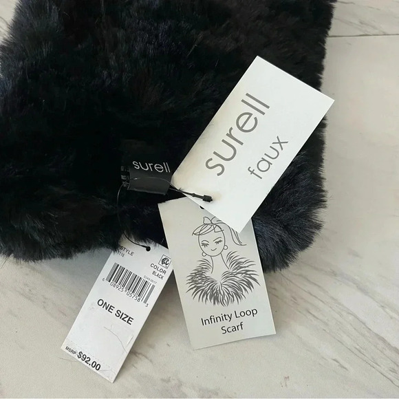 Surell Infinity Loop Scarf Faux Fur Stretch Black - Picture 5 of 5